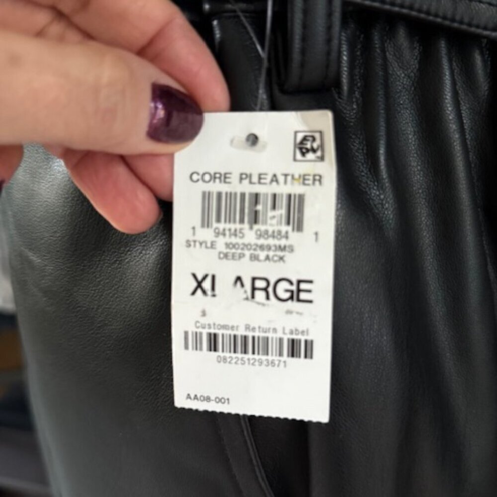 Bar III Faux-Leather Pants Black Adjustable Waist Wide Leg Pocket XL MSRP$99 NWT - Picture 10 of 14